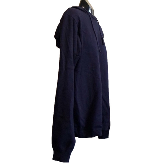 Navy Blue Knit Sweater With Hood, Size S - Picture 3 of 7